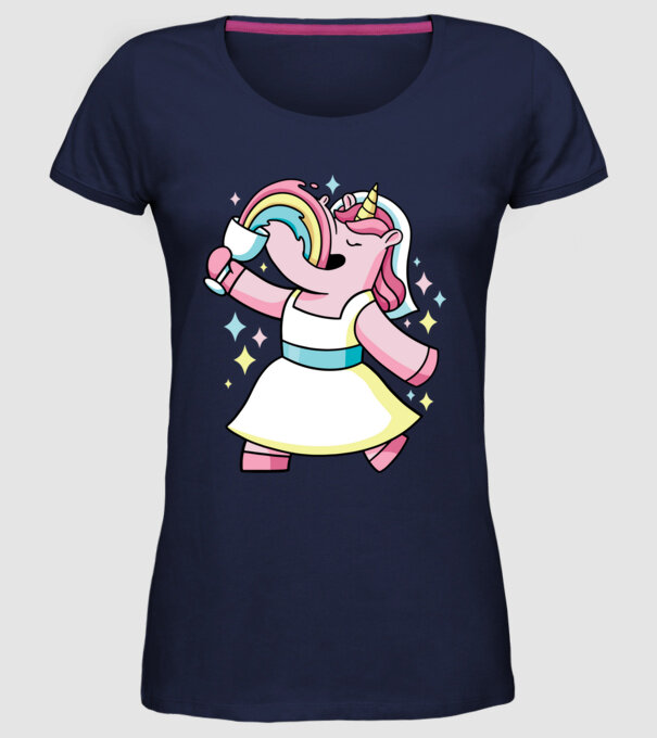 Unicorn Mireasă model albastru închis pe tricou