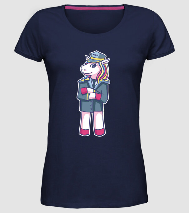 Unicorn Pilot model albastru închis pe tricou
