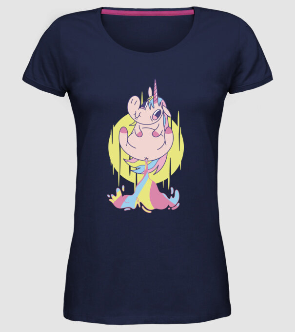 Bășină Unicorn model albastru închis pe tricou