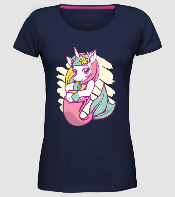 Unicorn Sirenă model albastru închis pe tricou