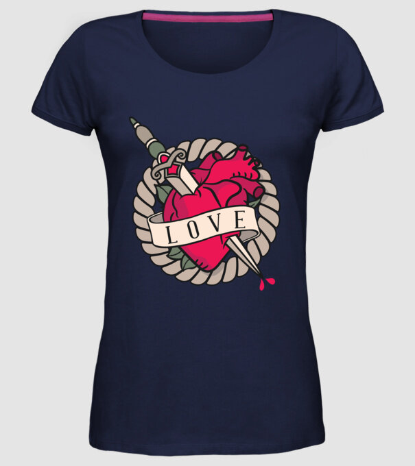 Fire and Ice model albastru închis pe tricou