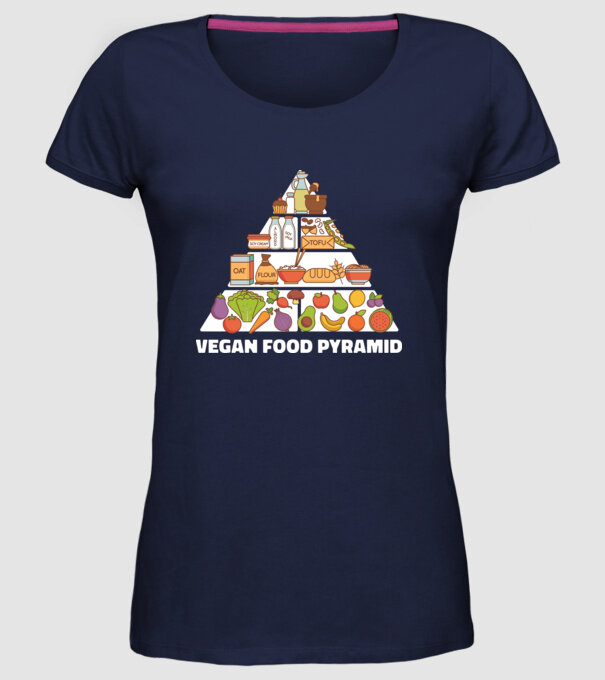Piramidă vegan model albastru închis pe tricou