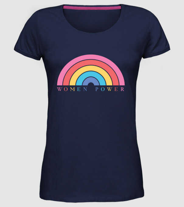 Women Power Curcubeu Ziua Femeii model albastru închis pe tricou
