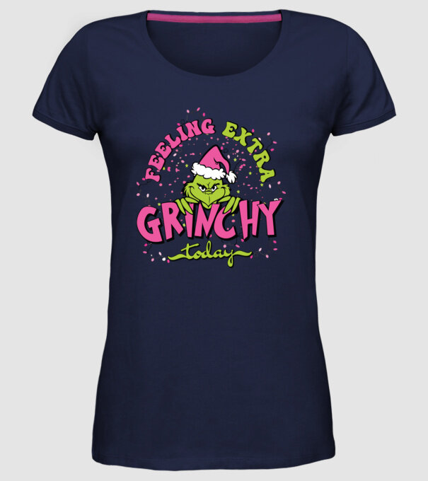 Feeling extra Grinchy today model albastru închis pe tricou