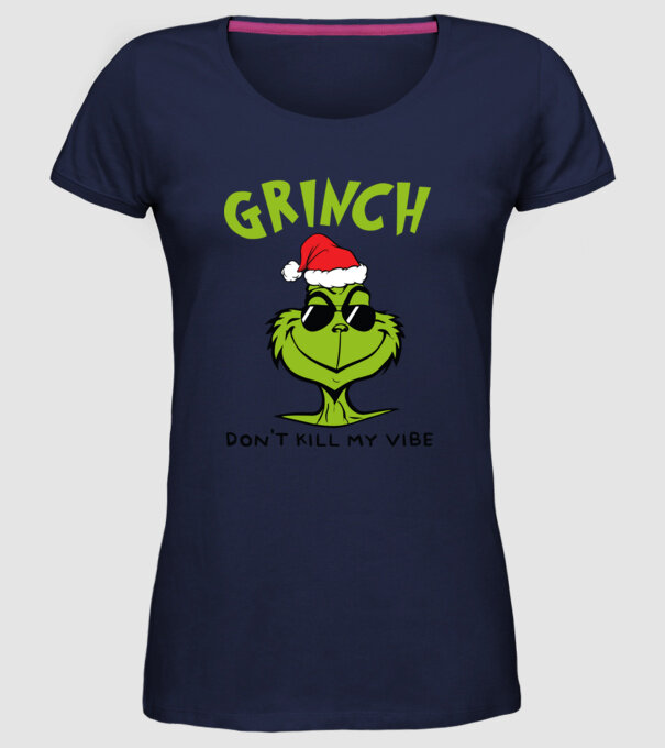 Grinch - Don't kill my vibe model albastru închis pe tricou