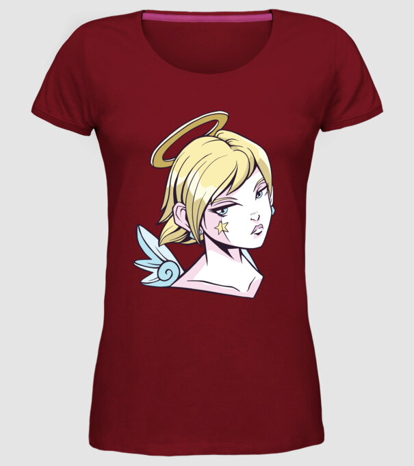 Anime Fată angelică model bordo pe tricou