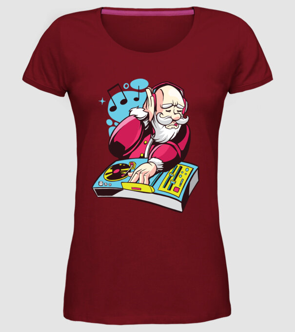Moș Crăciun DJ model bordo pe tricou
