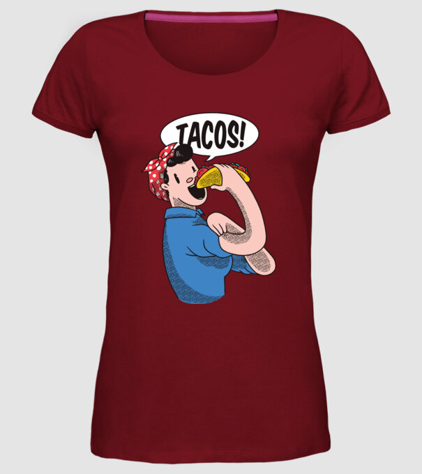Tacos feminism model bordo pe tricou