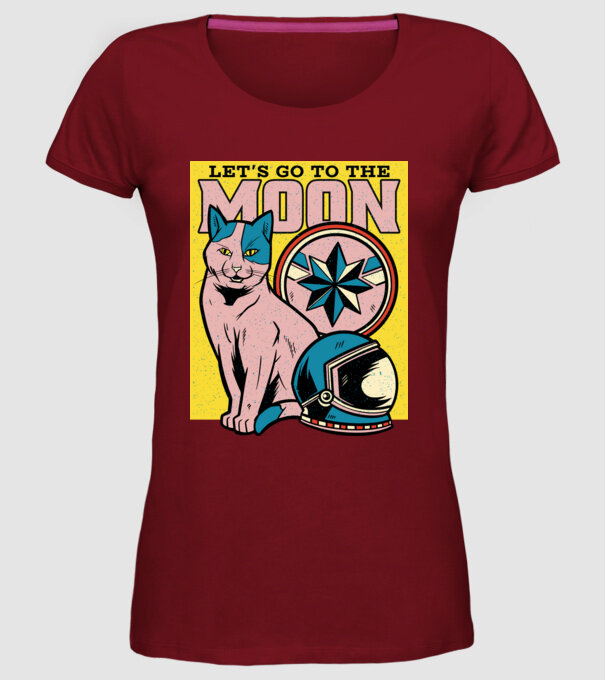 To the moon Pisică model bordo pe tricou