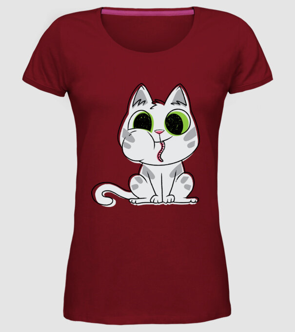 Pisicuță amuzantă model bordo pe tricou