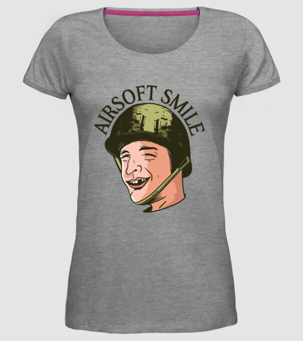 Zâmbet Airsoft model gri pe tricou