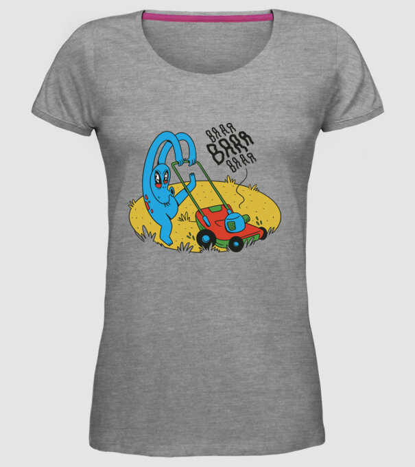 Alien cu Mașină de tuns iarba model gri pe tricou