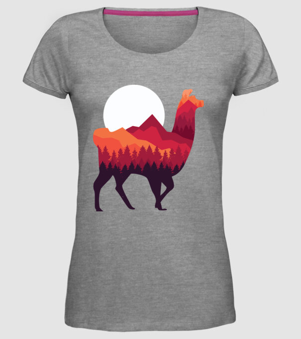 Pădure Alpaca model gri pe tricou