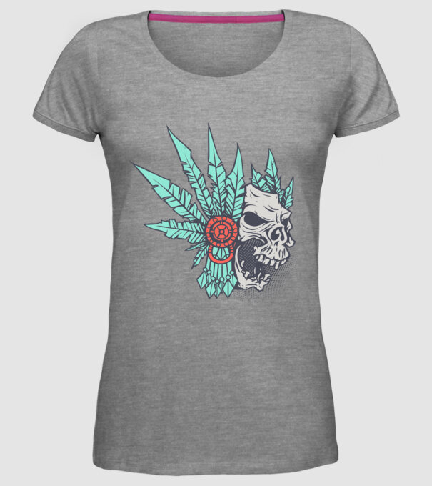 Ancient Skull model gri pe tricou