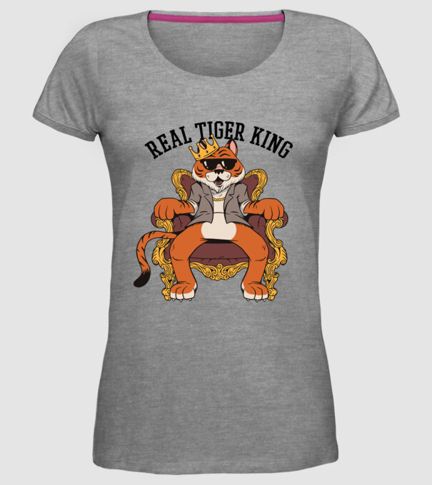 Adevăratul Rege Tigru model gri pe tricou