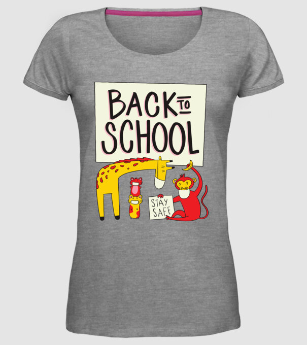 Back To School Animale model gri pe tricou