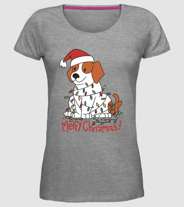 Beagle Crăciun Fericit! model gri pe tricou
