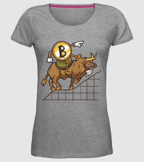 Taur Bitcoin model gri pe tricou