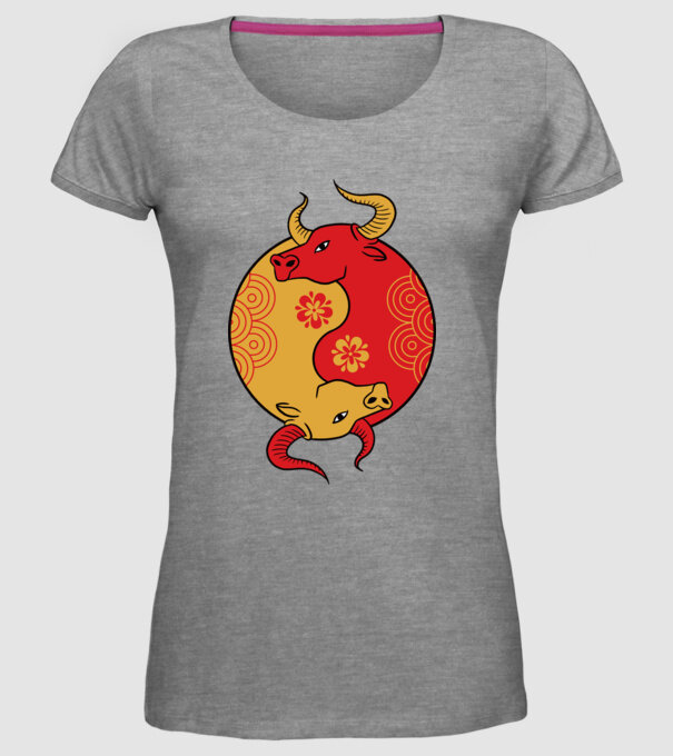 Bivol Yin Yang model gri pe tricou