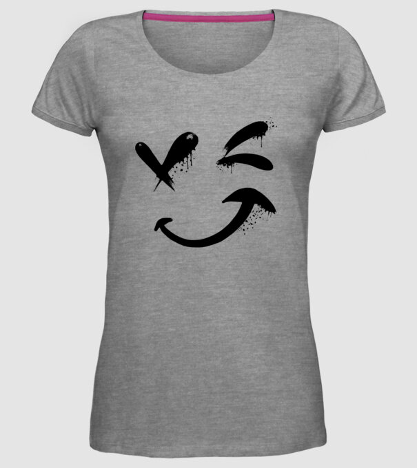 Emoji fericit Râs model gri pe tricou