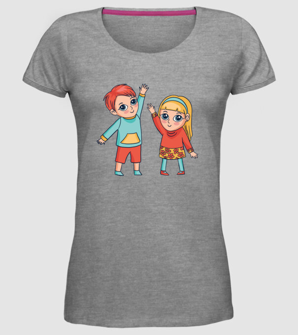 Copii fericiți model gri pe tricou