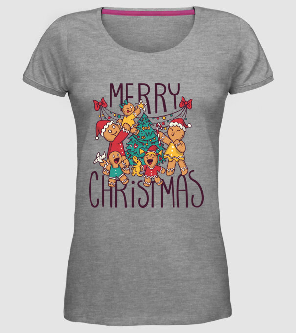 Crăciun Fericit model gri pe tricou