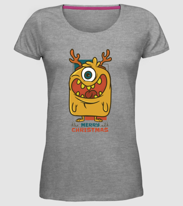Crăciun Fericit Monstru model gri pe tricou