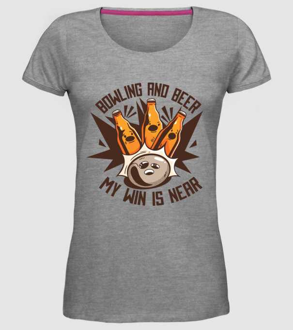 Bowling și bere model gri pe tricou