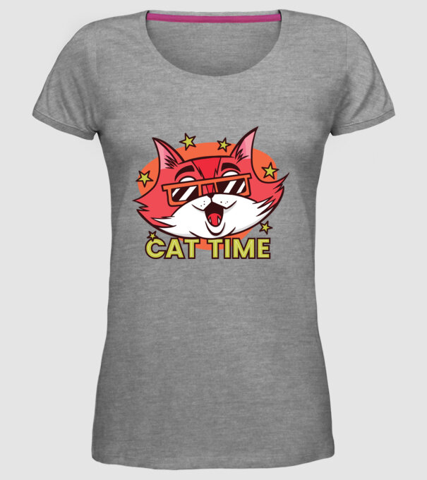 Cat Time Momentul pisicii model gri pe tricou