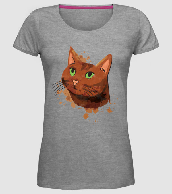 Cap pisică model gri pe tricou