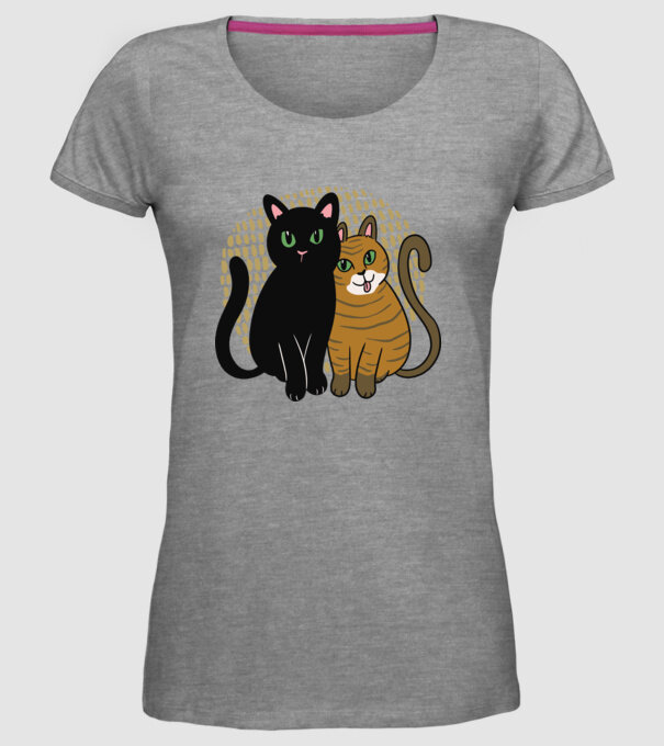 Pisicuțe ghemuite model gri pe tricou