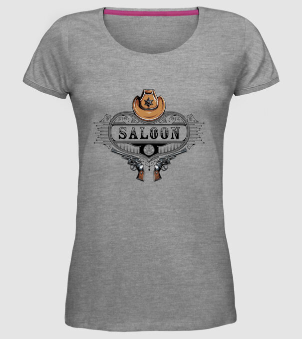 Cowboy saloon western model gri pe tricou