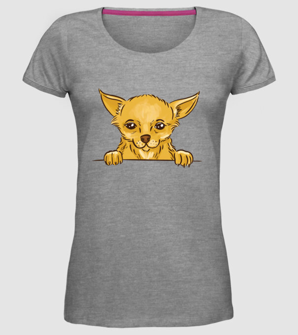 Cap de Chihuahua model gri pe tricou