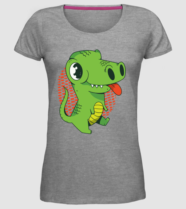 Dinozaur drăguț model gri pe tricou