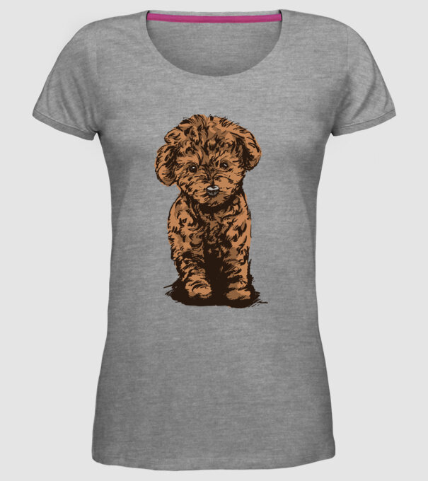 Pudel Drăguț model gri pe tricou