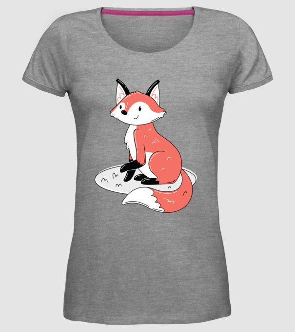 Vulpe drăguță model gri pe tricou