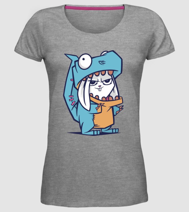 Costum de dinozaur model gri pe tricou