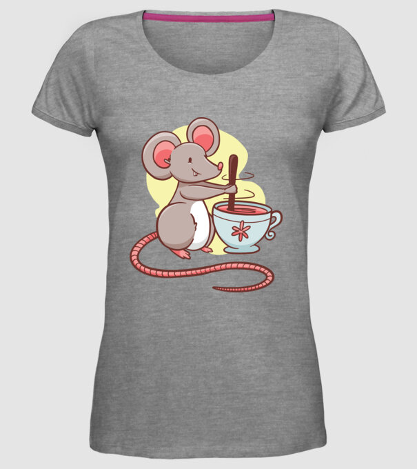Șoarece cu ceai model gri pe tricou