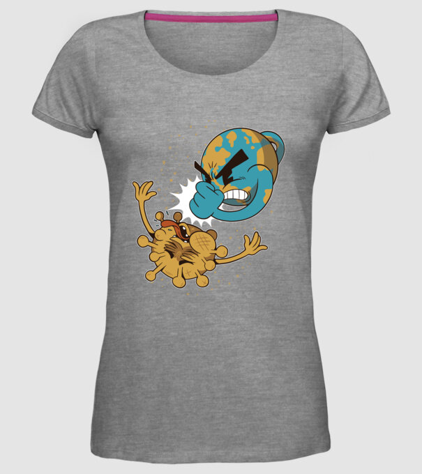 Pământ vs Coronavirus model gri pe tricou