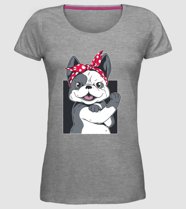 Bulldog Francez model gri pe tricou