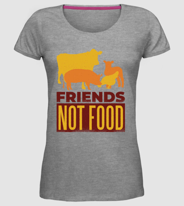 Friends not Food Vegán model gri pe tricou