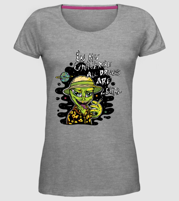 Alien drogat model gri pe tricou