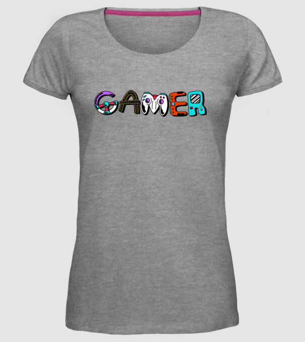 Inscripție Gamer model gri pe tricou