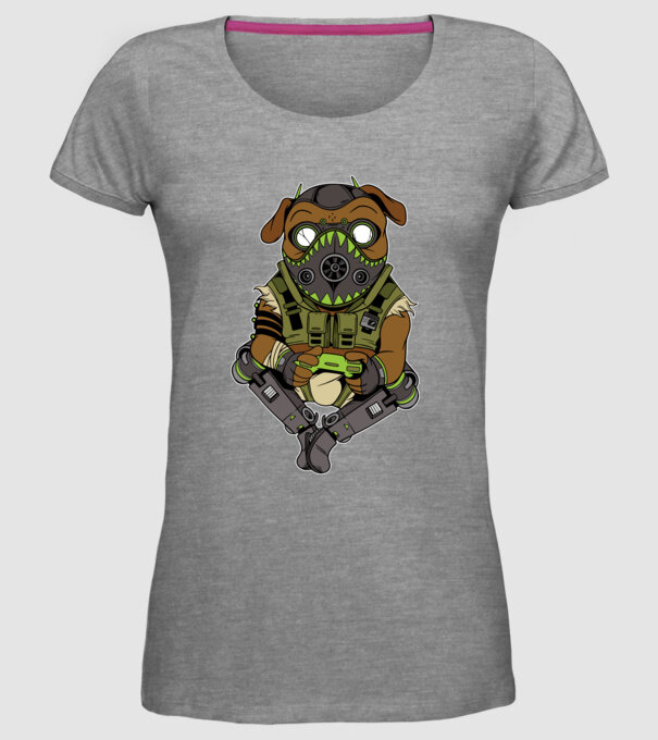 Mops Gamer model gri pe tricou