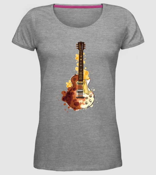 Chitara Pictură model gri pe tricou