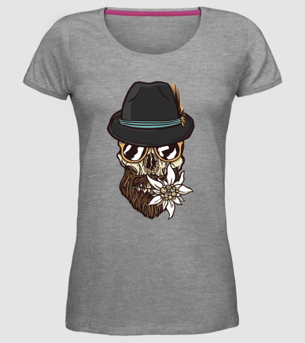 Craniu Hipster model gri pe tricou