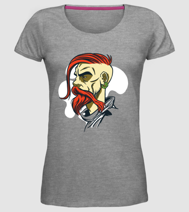 Barbă Hipster model gri pe tricou