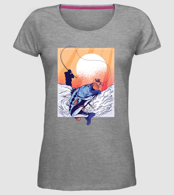 Tricou Pescar Retro model gri pe tricou
