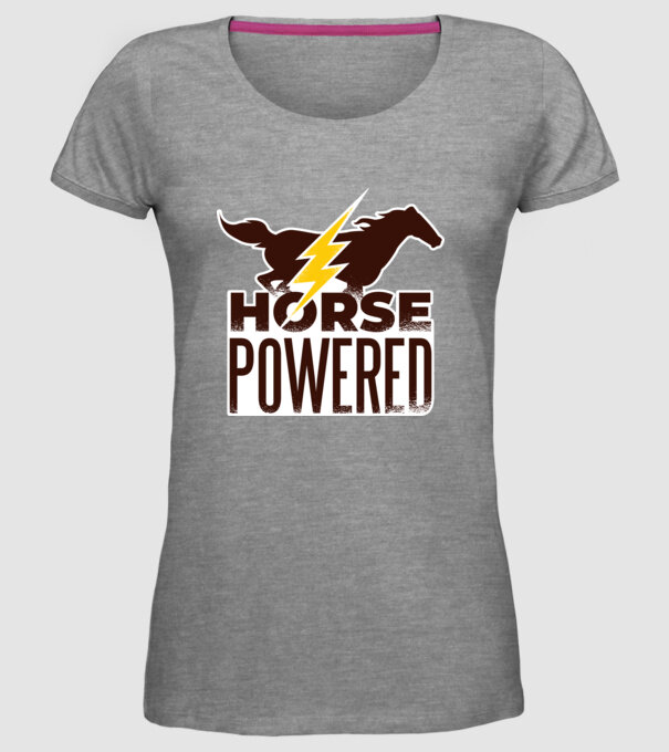 Horse Powered Cal-putere tricou călăreț model gri pe tricou