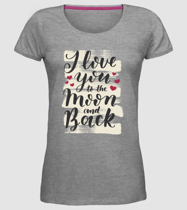 'I love you to the moon and back tricou drăguț Valentine''s Day' model gri pe tricou